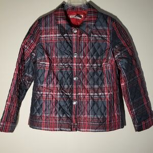 Red and Black Plaid Quilted Jacket